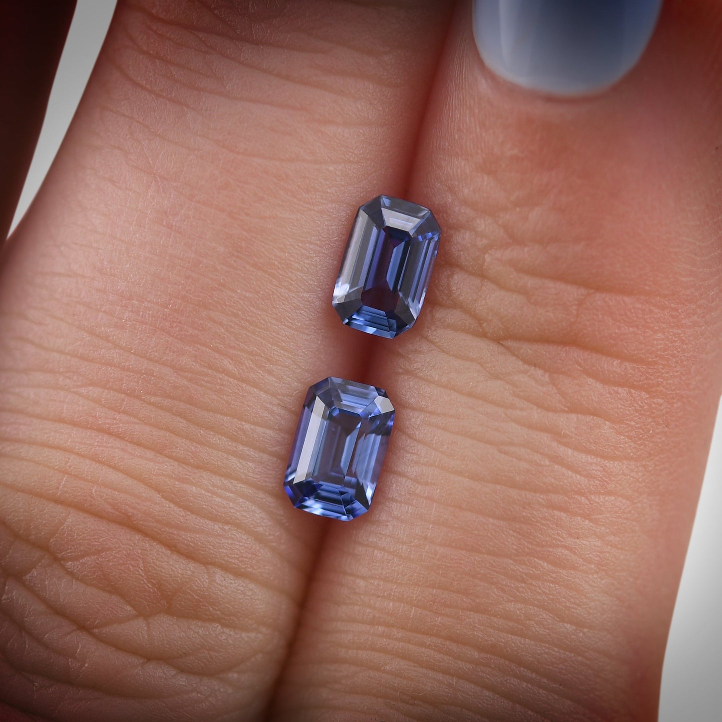 Paar blaue Smaragd-Saphire aus Sri Lanka, 1,25 Karat