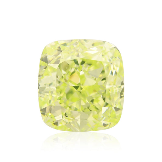 1,34 Karat Fancy Intense Yellowish Green Cushion Diamond VS2 GIA
