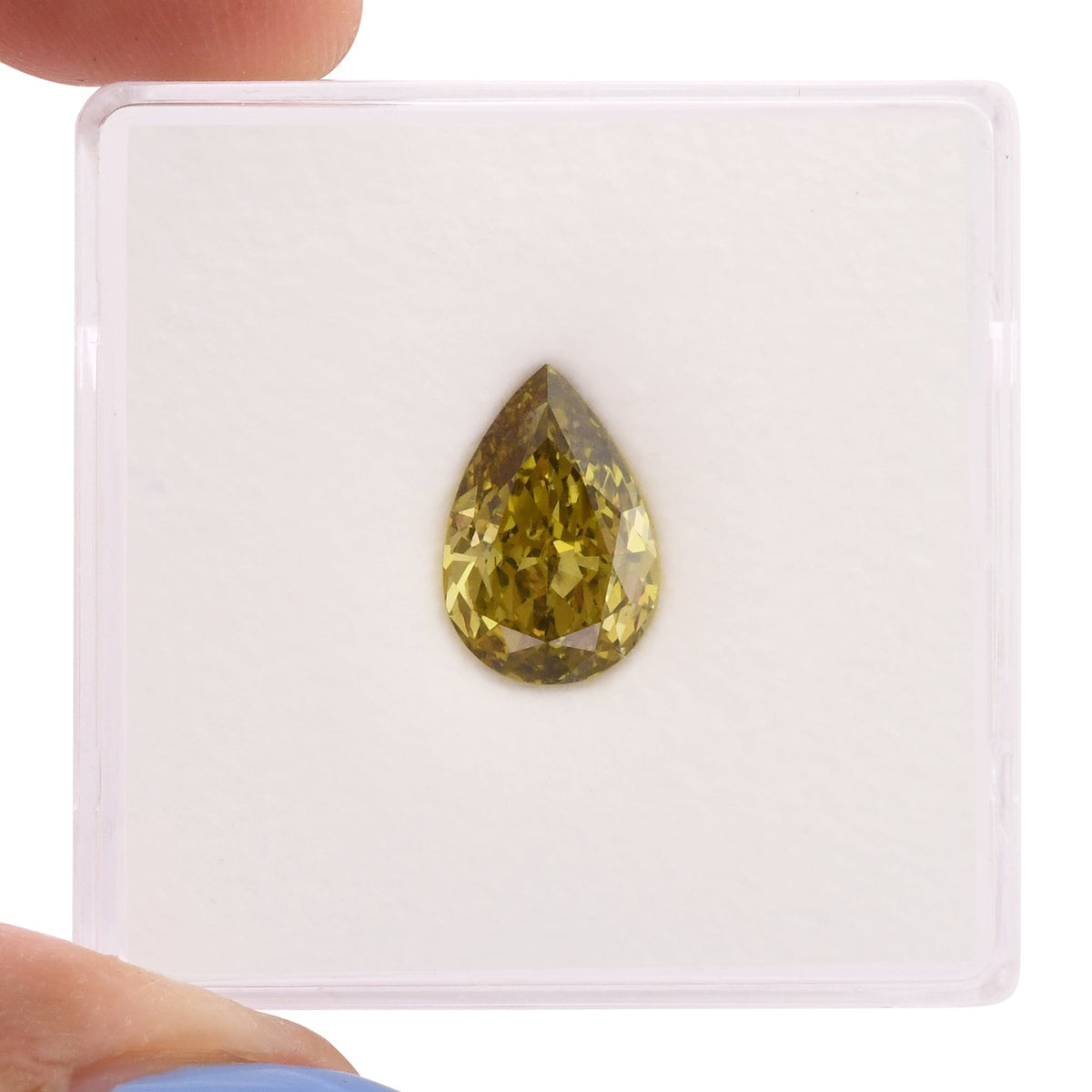 Birnenförmiger Diamant | 1,35 ct | Fancy Deep Grayish Greenish Yellow | SI1 | GIA | Ref 715533