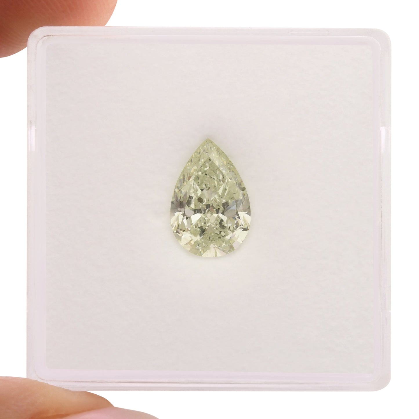 1,36 Karat Fancy Light Yellowish Green Birnenförmiger Diamant VVS2 GIA