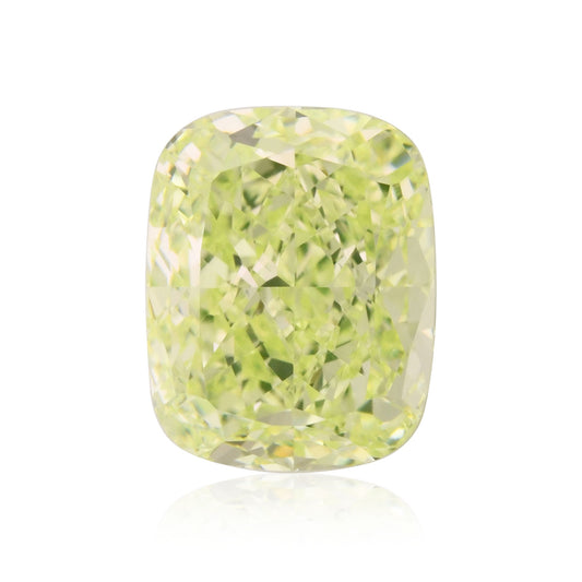 1,49 Karat Fancy Intense Yellow Green Cushion Diamond VVS1 GIA