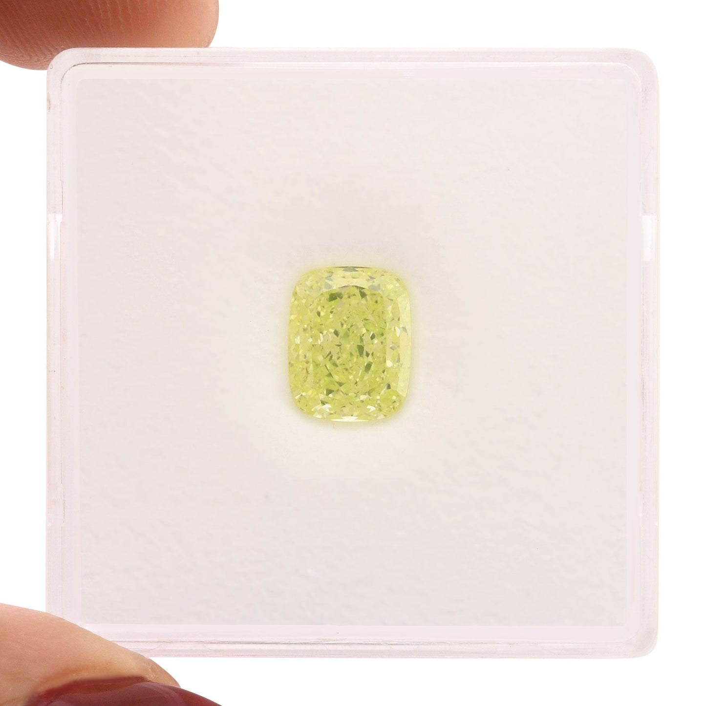 1.49 Carat Fancy Intense Yellow Green Cushion Diamond VVS1 GIA