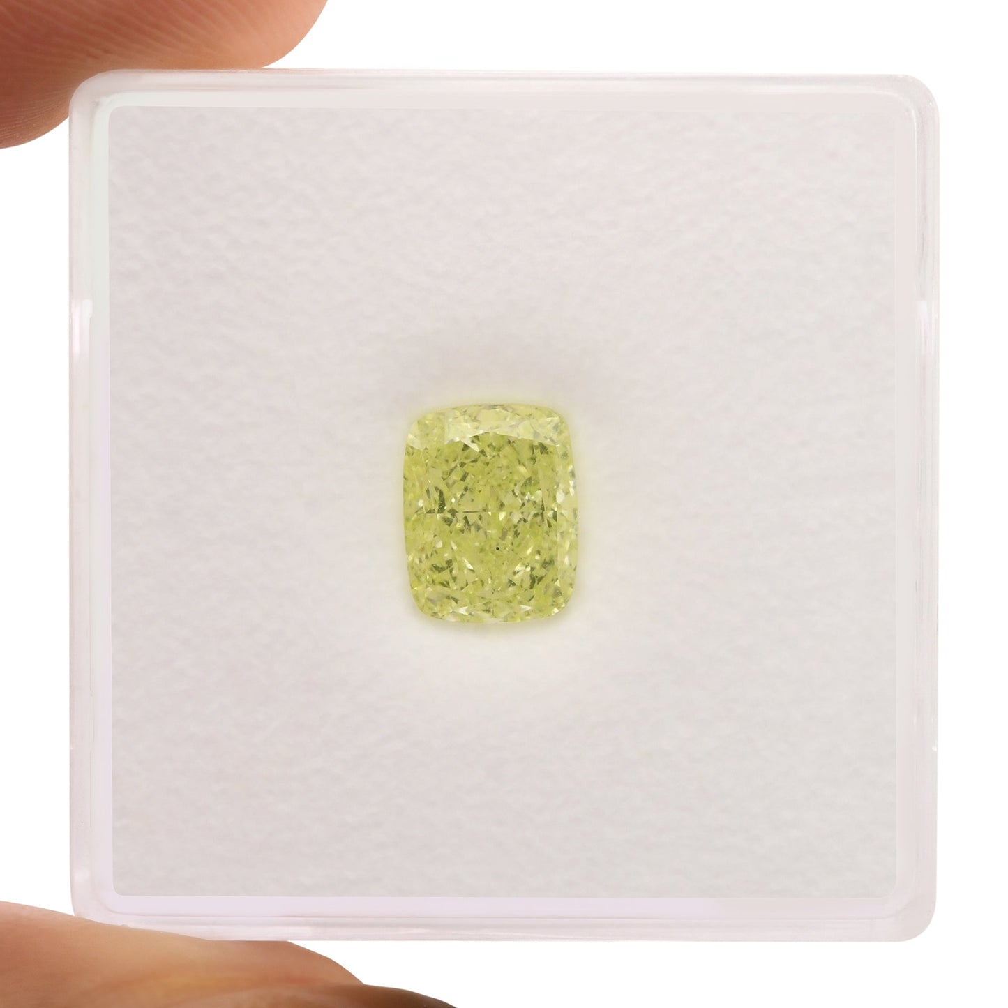 1.52 Carat Fancy Yellow Green Cushion Diamond VS2 GIA