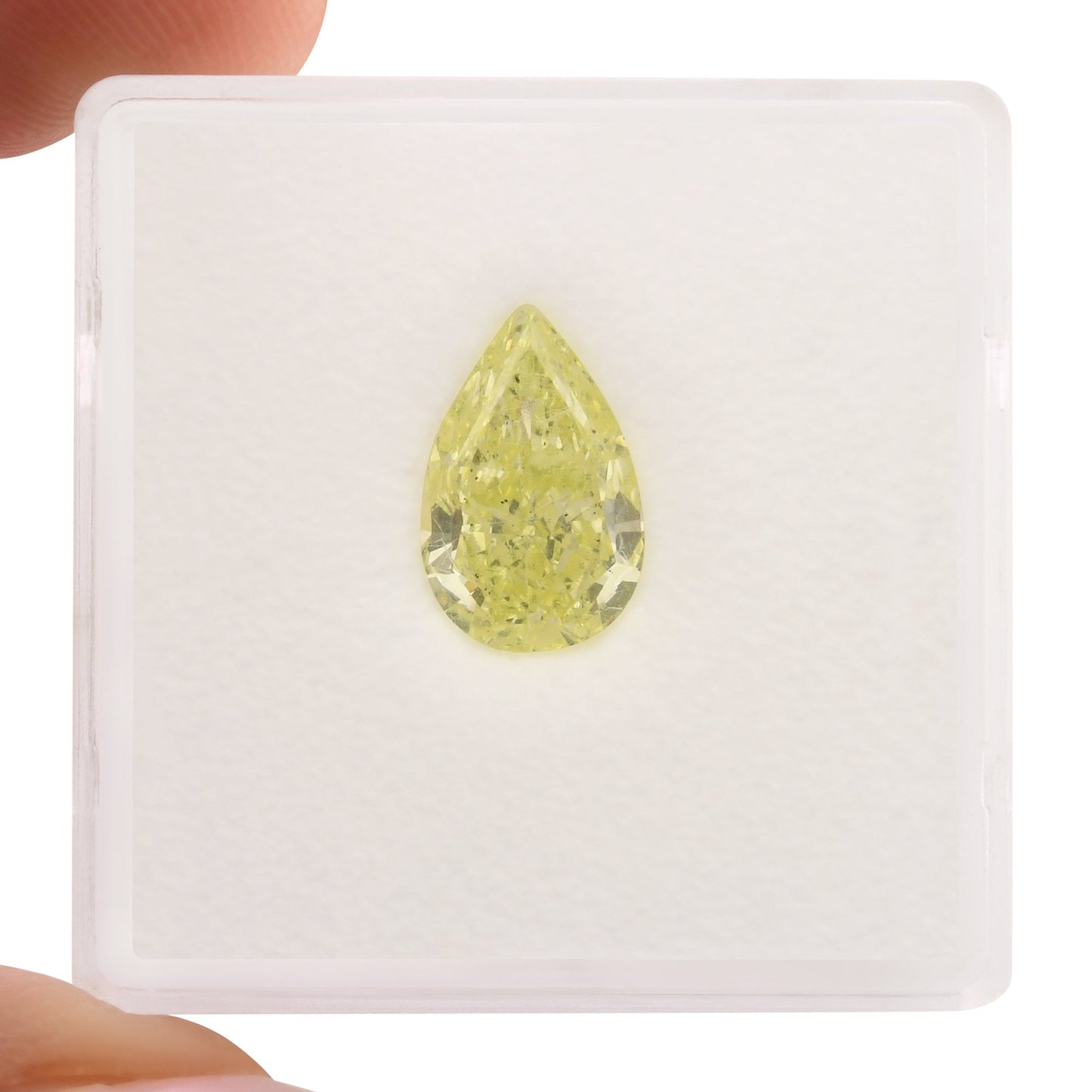 1,73 Karat Fancy Yellow Green Birnenförmiger Diamant SI2 GIA