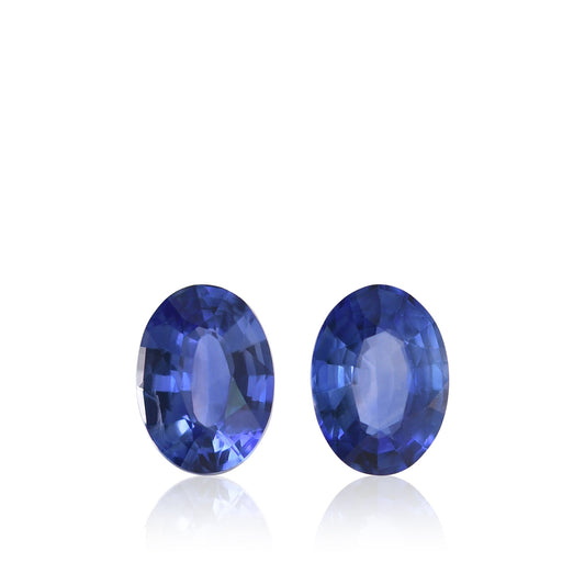 Paar ovale blaue Saphire aus Sri Lanka, 1,76 Karat