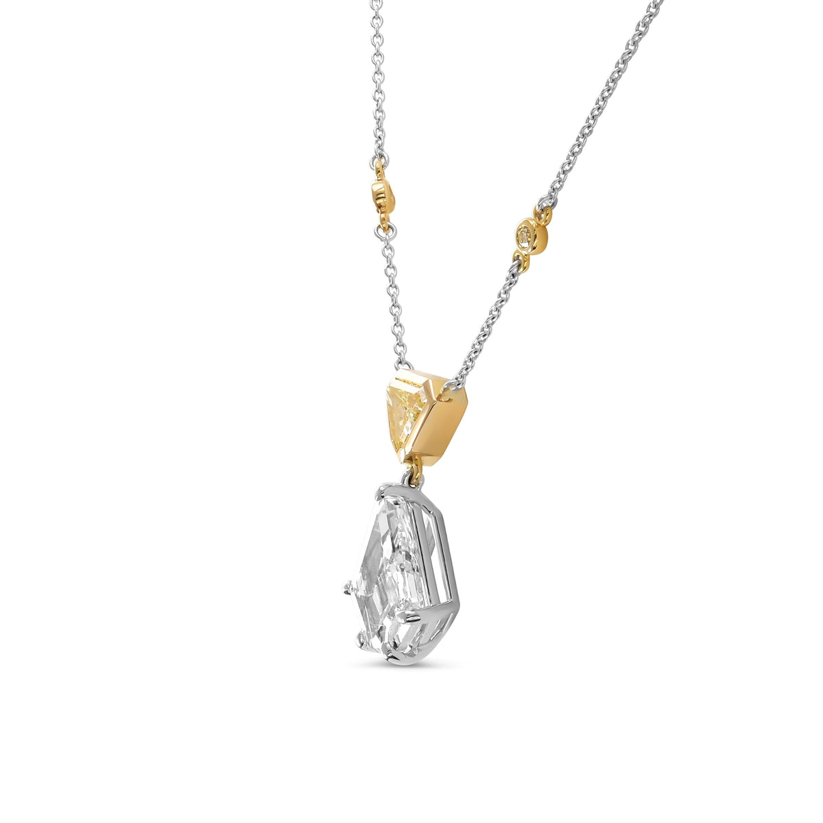 Tropfenförmige Halskette | Platin & 18 Karat Gold | GIA | Ref. 1000013M