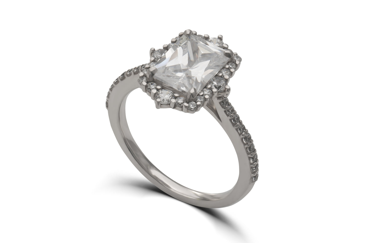 Verlobungsring Alina mit 1.75ct Radiant-Diamant & Pavé-Fassung – Art-Déco-Stil in München & Augsburg entdecken