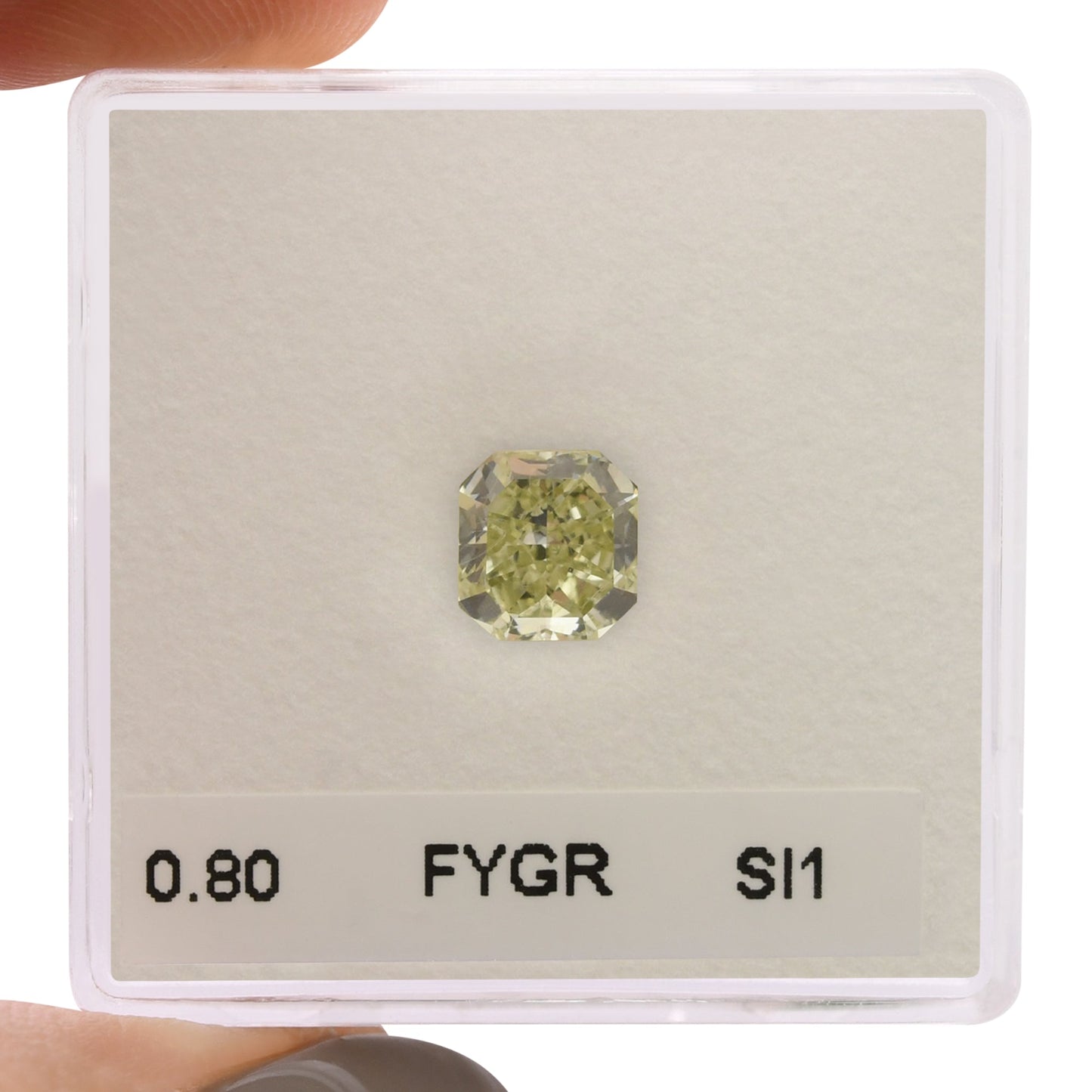 0,80 Karat Fancy Yellow Green Radiant Diamant SI1 GIA
