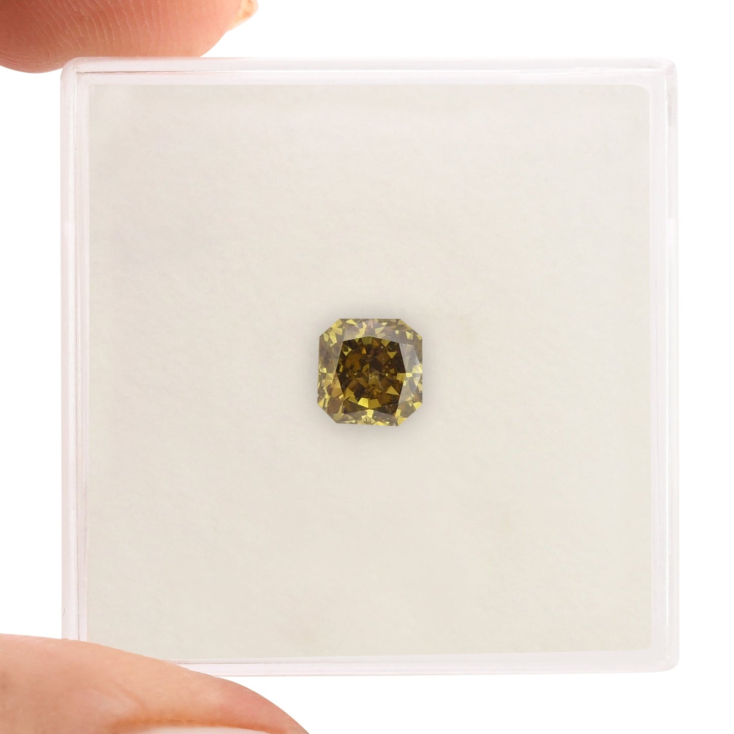 0,73 Karat Fancy Dark Brown Greenish Yellow Radiant VS2 GIA