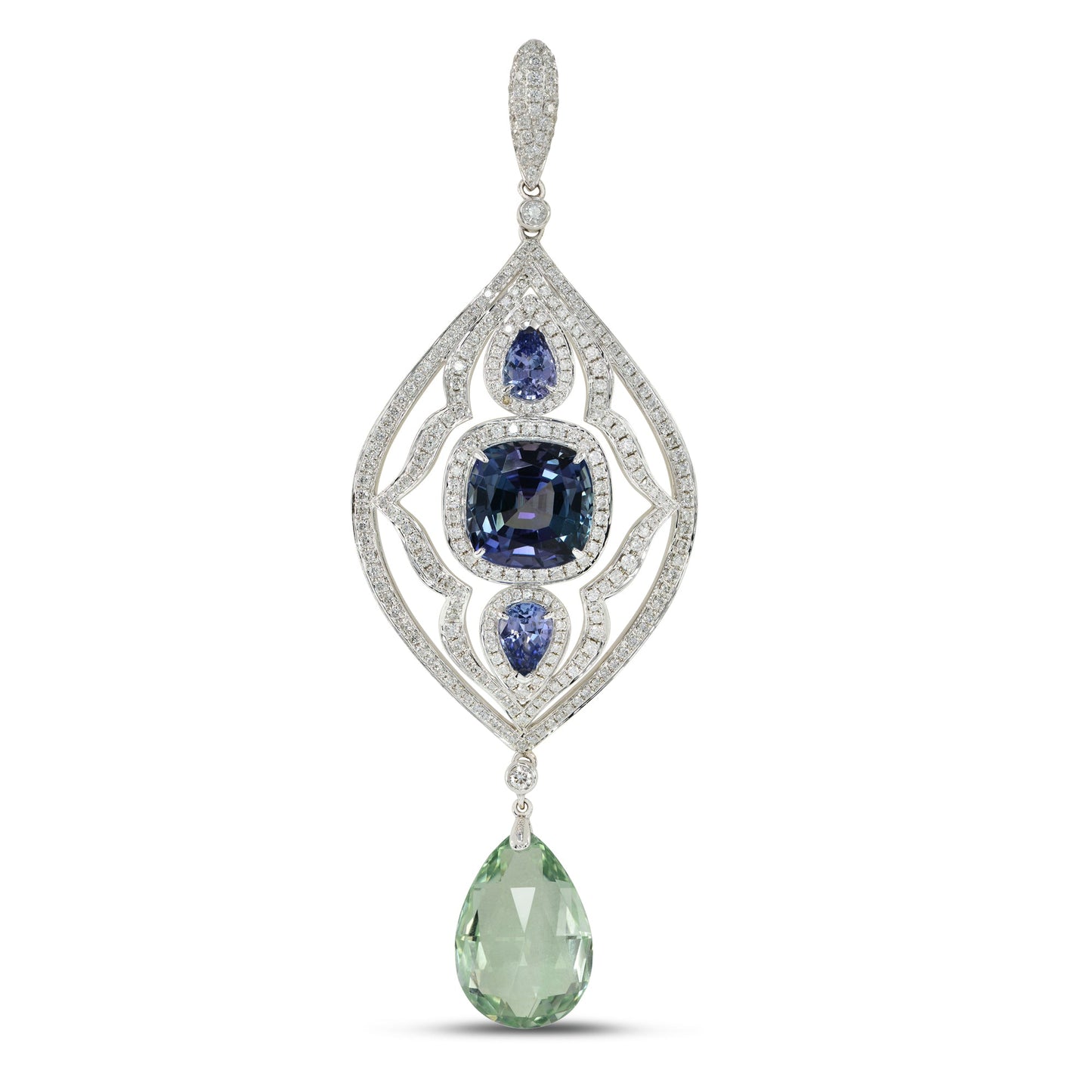 Tansanit- und Aquamarin-Ohrhänger mit Diamanten