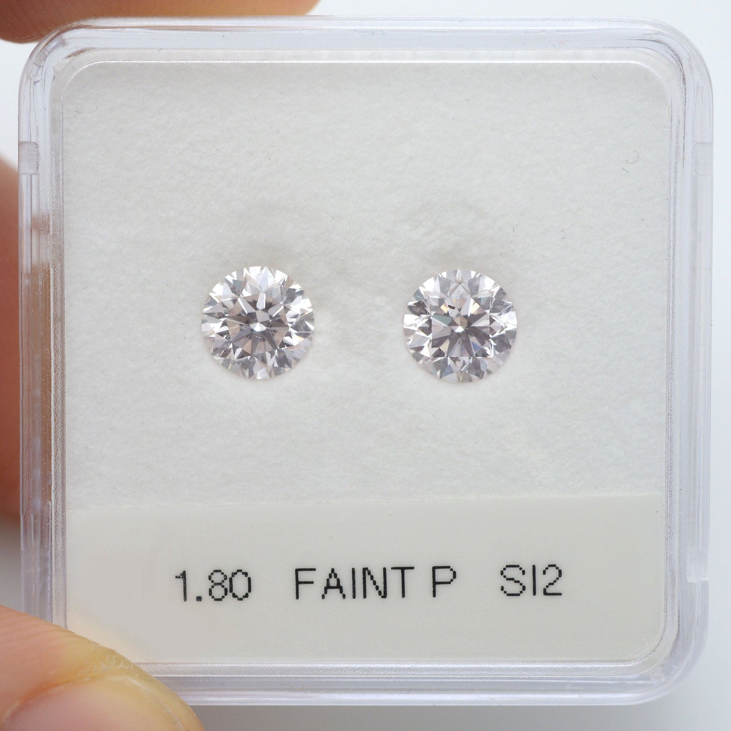 1.80 Carat Faint Pink Round Brilliant Diamonds SI2