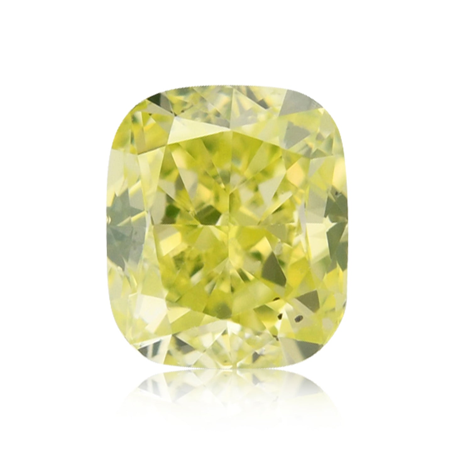 0,57 Karat Fancy Intense Green Yellow Cushion Diamond (SI2) GIA