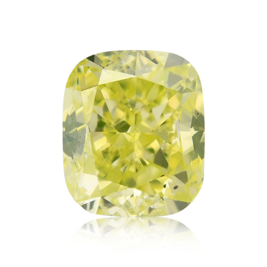 0.57 Carat Fancy Intense Green Yellow Cushion Diamond (SI2) GIA