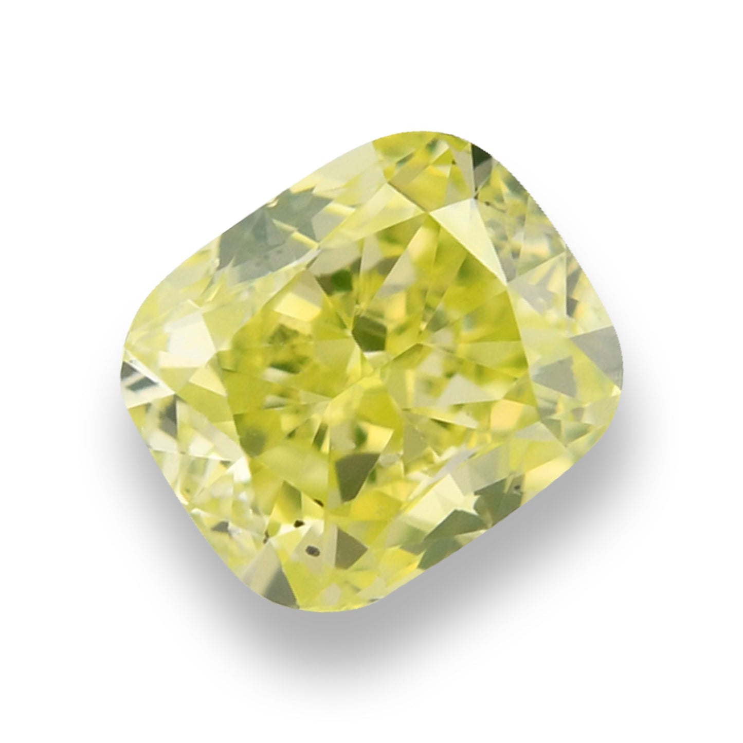 0,57 Karat Fancy Intense Green Yellow Cushion Diamond (SI2) GIA