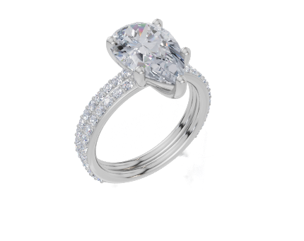 18ct Pear 3.00Carat G/H-RA SI Plain Plate Prong 4Pr  Diamond Ring