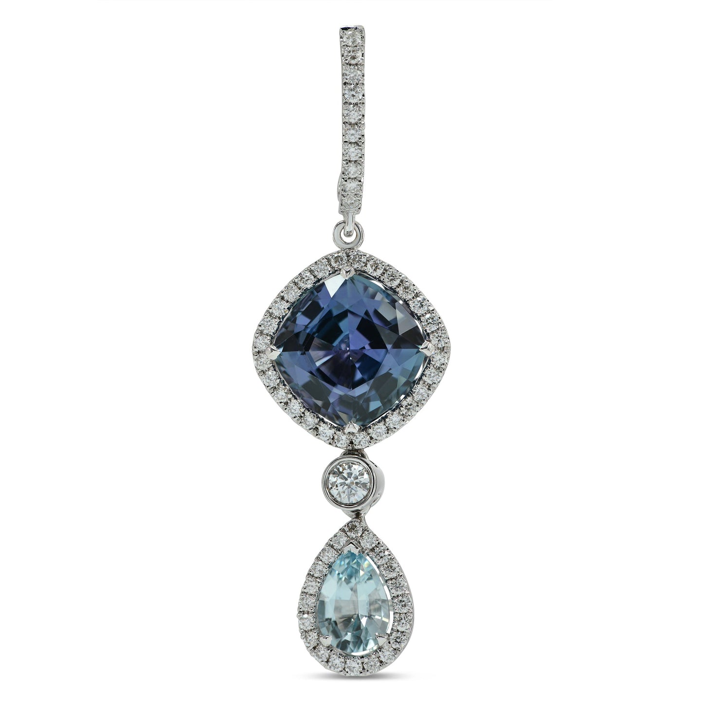 Tansanit- und Aquamarin-Diamant-Ohrhänger