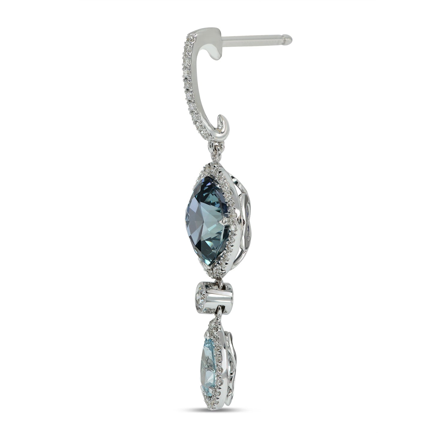 Tansanit- und Aquamarin-Diamant-Ohrhänger