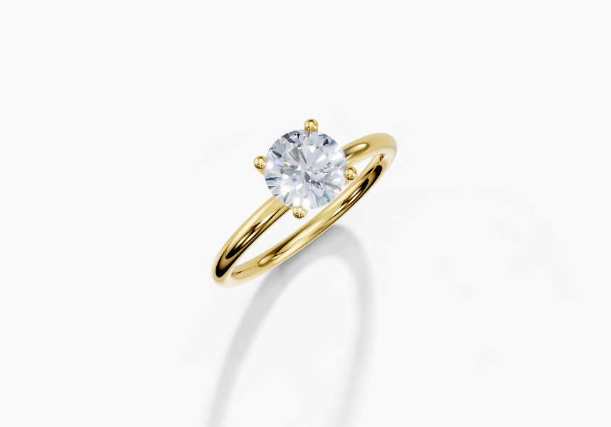 18K Round 1 Carat G/H SI Plain Plain 4Pr Diamond Ring