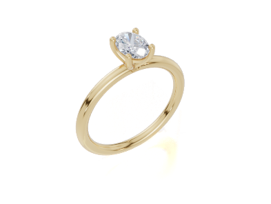 18ct Oval 0.40Carat G/H-CC SI Plain Plain 4Pr  Diamond Ring