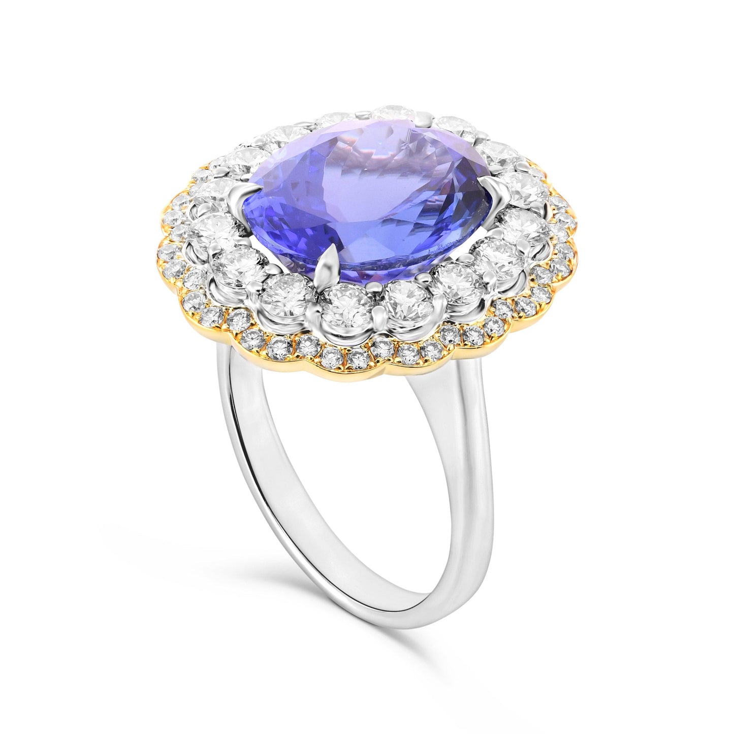 Tanzanite Floral Halo Ring