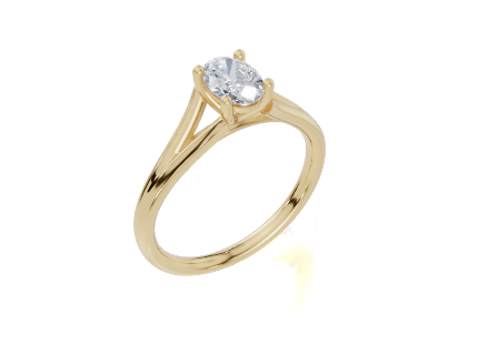 18ct Oval 0.50Carat G/H-CC SI Split Plain 4Pr  Diamond Ring