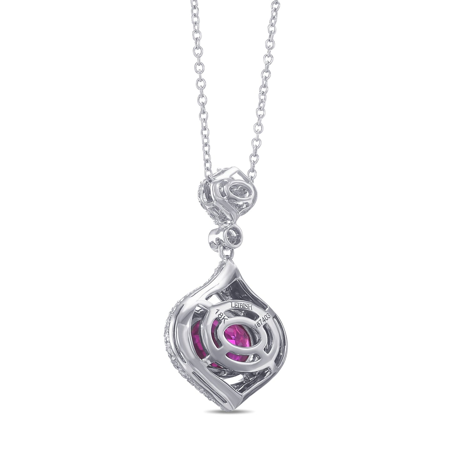 Oval Ruby and Diamond Drop Pendant