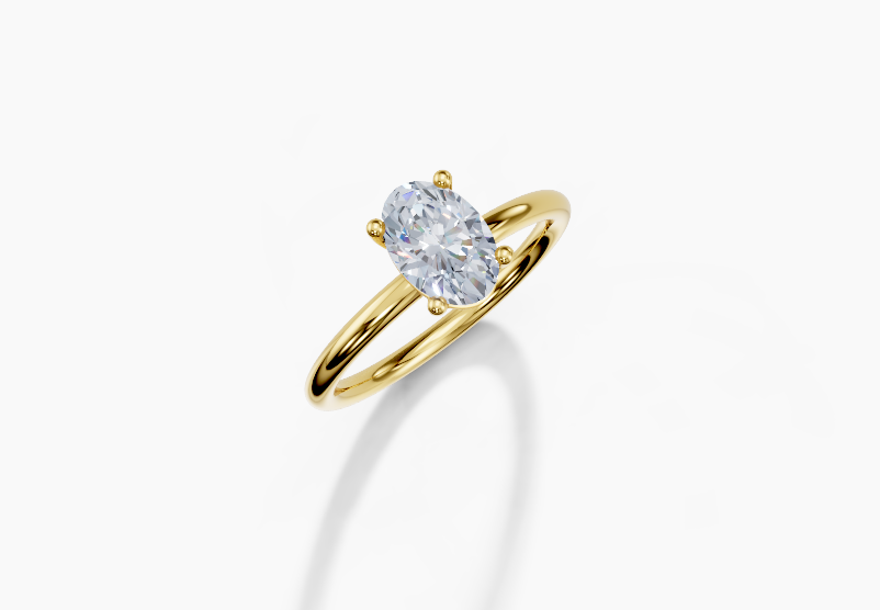 18K Oval 1 Carat F/G VS/SI Plain Plain 4Pr Diamond Ring
