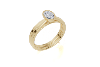 18ct Oval 0.40Carat D/E/F-LG VS/VVS Cathedral Plain Bezel  Diamond Ring