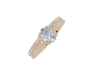 18ct Oval 0.40Carat G/H-CC SI Cathedral U Micro 4Pr  Diamond Ring