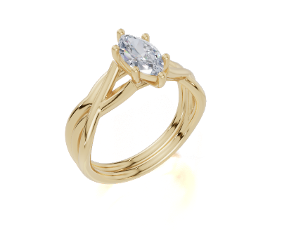 18ct Marquise 0.50Carat F/G VS/SI Twisted Plain 6Pr  Diamond Ring