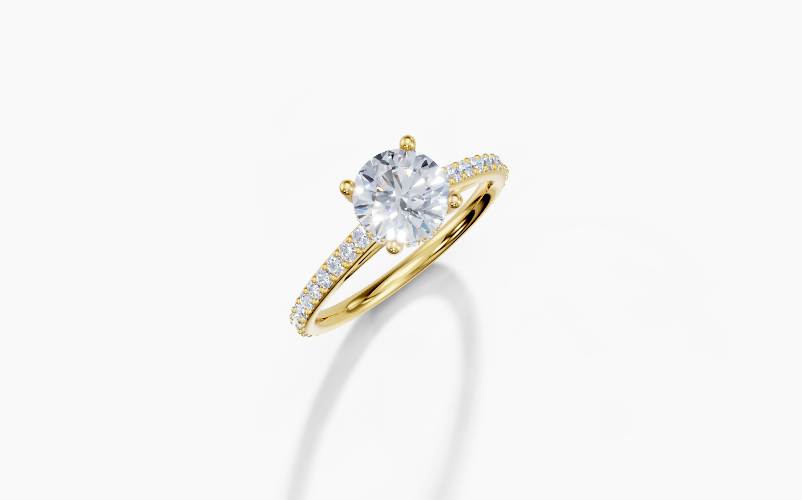 18K Round 1 Carat D/E/F VS/VVS Cathedral Plate Prong Hidden Halo Diamond Ring
