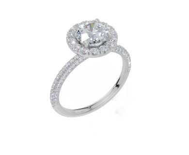 18ct Round 1.00Carat D/E/F-CC VVS Plain U Micro Single Halo  Diamond Ring