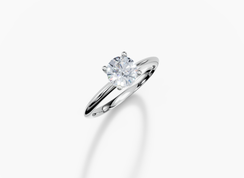Platinum Round 0.7 Carat E/F VS Knife Edge Plain Hidden Halo Diamond Ring