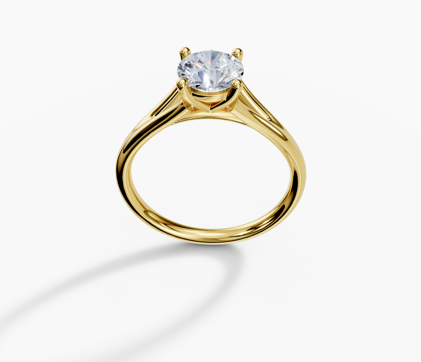 18K Round 1 Carat F/G VS/SI Split Plain 4Pr Diamond Ring