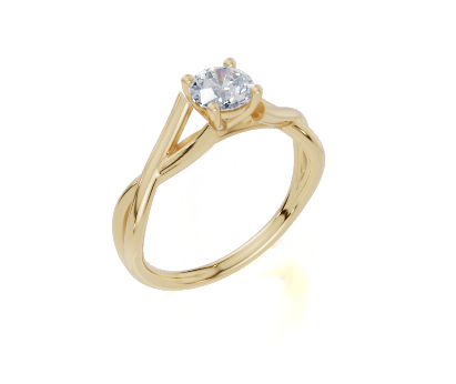 18ct Round 0.40Carat E/F-CC VS Twisted Plain 4Pr  Diamond Ring