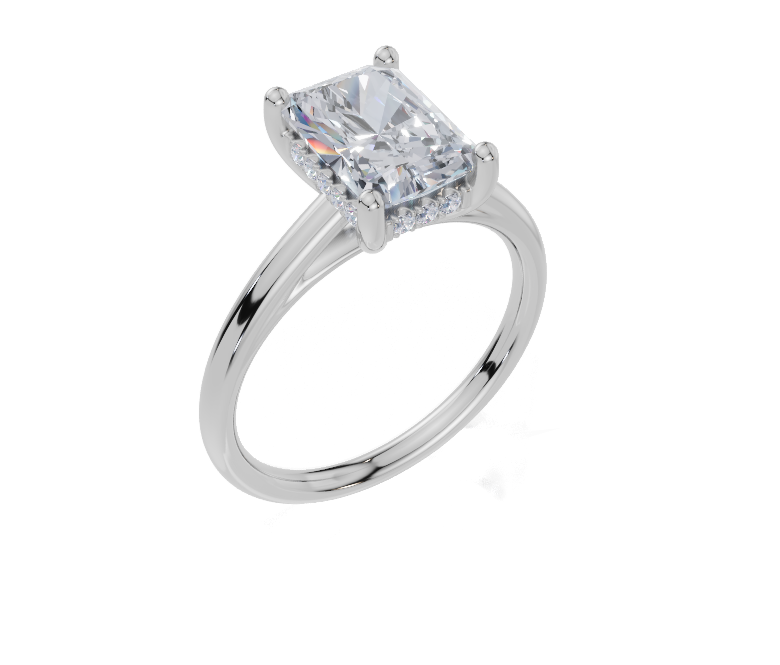 18ct Radiant 2.00Carat F/G VS/SI Cathedral Plain Hidden Halo  Diamond Ring