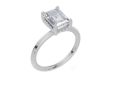 18ct Emerald 2.00Carat F/G VS/SI Plain Plain Hidden Halo  Diamond Ring