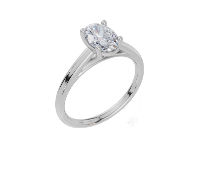 18ct Oval 1.00Carat D/E/F-LG VS/VVS Cathedral Plain 4Pr  Diamond Ring