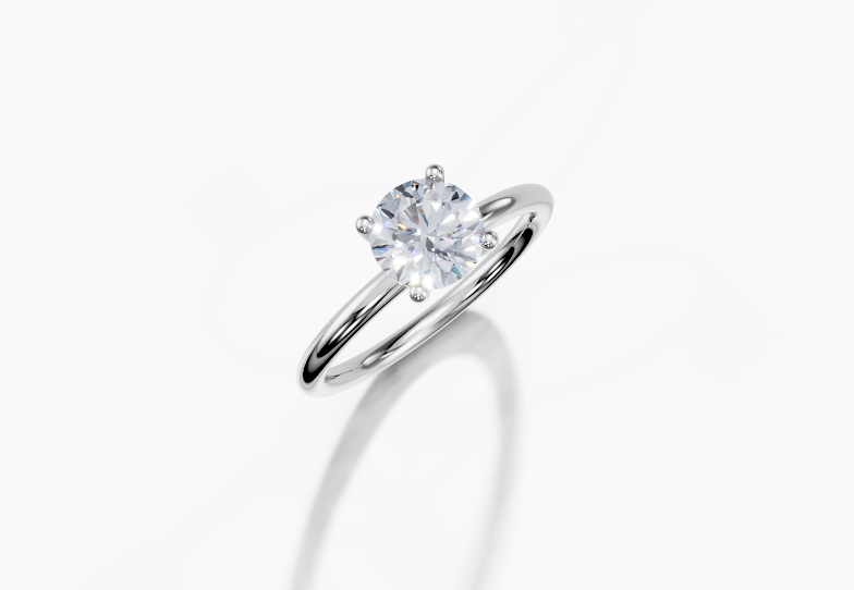 18K Round 1 Carat G/H SI Plain Plain 4Pr Diamond Ring