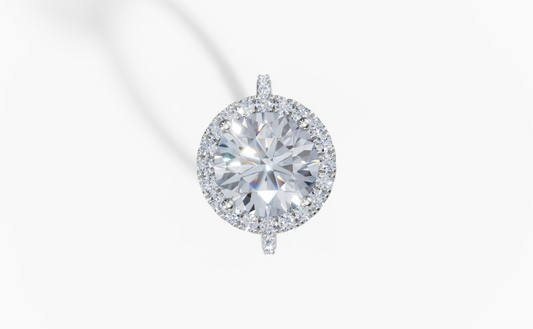 Platinum Round 4 Carat D/E/F VVS Plain Plate Prong Single Halo Diamond Ring