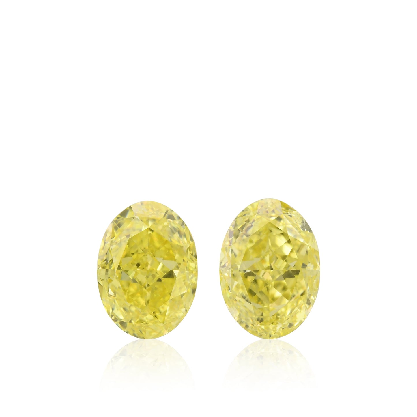 2,01 Karat Fancy Intense Yellow Oval Diamonds VS2 GIA Paar