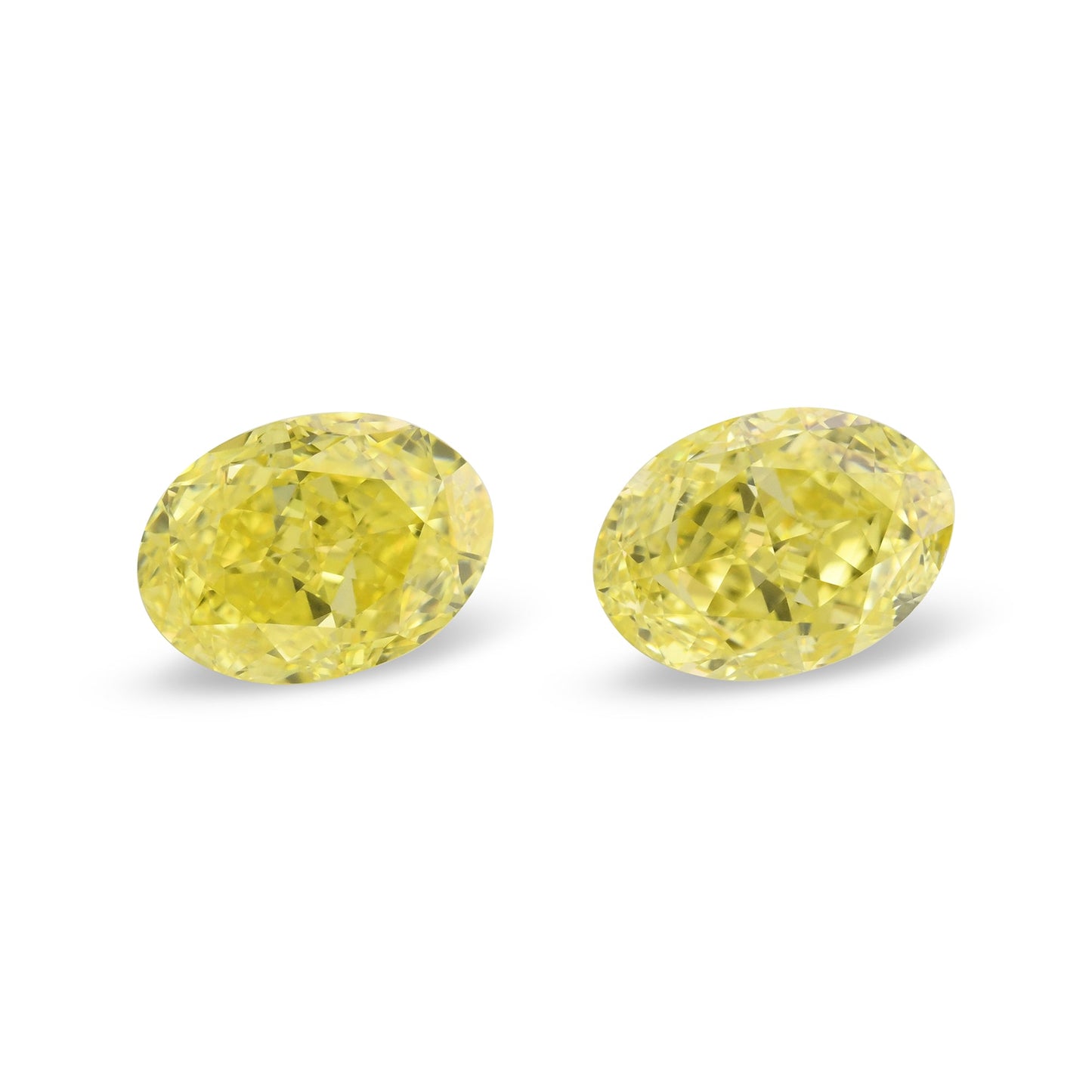 2,01 Karat Fancy Intense Yellow Oval Diamonds VS2 GIA Paar