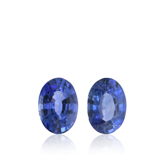 Paar ovale blaue Saphire aus Sri Lanka, 2,05 Karat