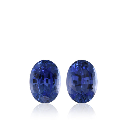 Paar ovale blaue Saphire aus Sri Lanka, 2,17 Karat