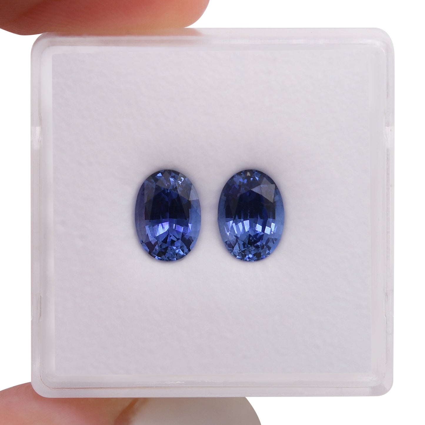 Paar ovale blaue Saphire aus Sri Lanka, 2,17 Karat