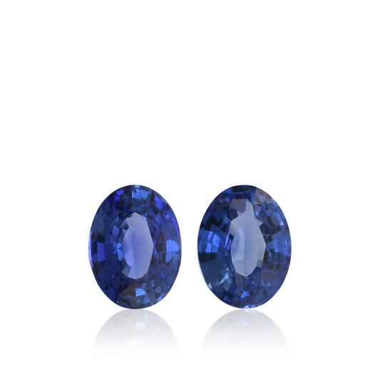 Paar ovale blaue Saphire aus Sri Lanka, 2,86 Karat