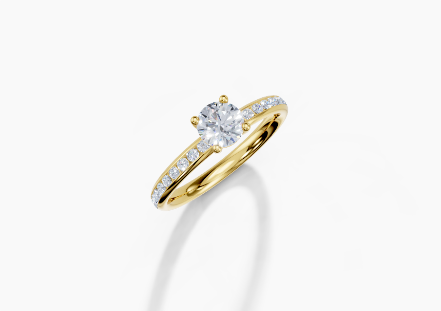 18K Round 0.5 Carat D/E/F VVS Plain Channel 4Pr Diamond Ring