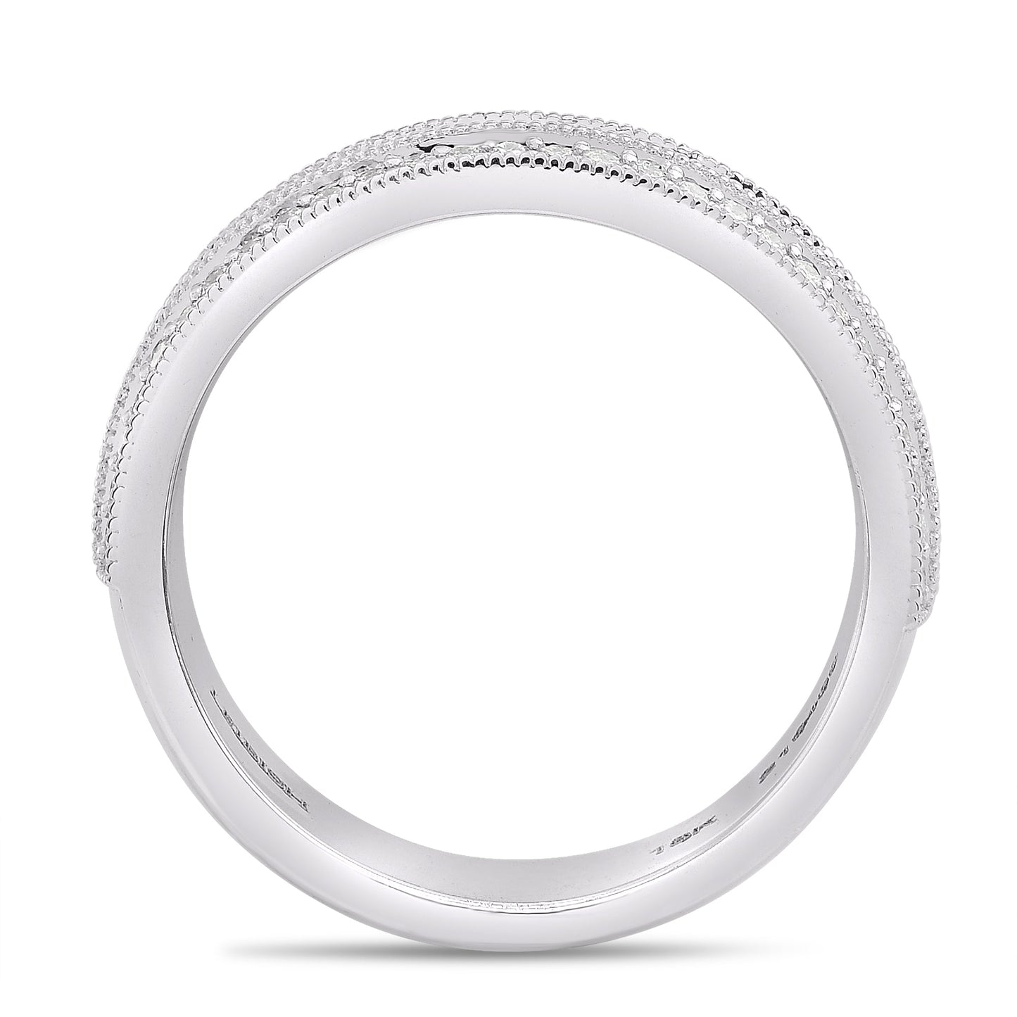Breiter schwarzer Diamant-Milgrain-Ring