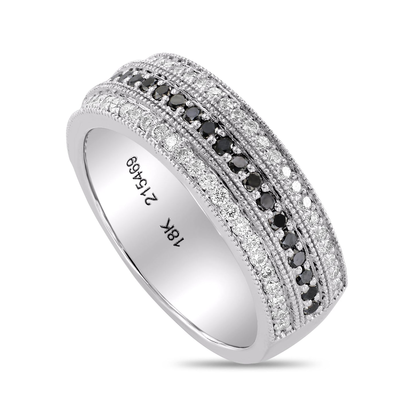 Breiter schwarzer Diamant-Milgrain-Ring