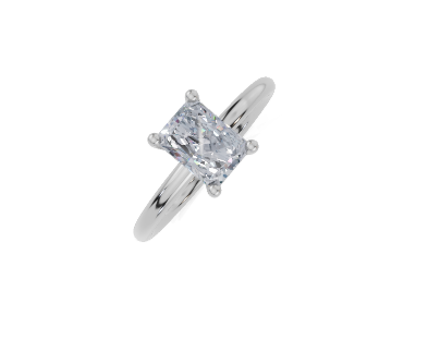 18ct Radiant 1.00Carat G/H-CC SI Plain Plain 4Pr  Diamond Ring